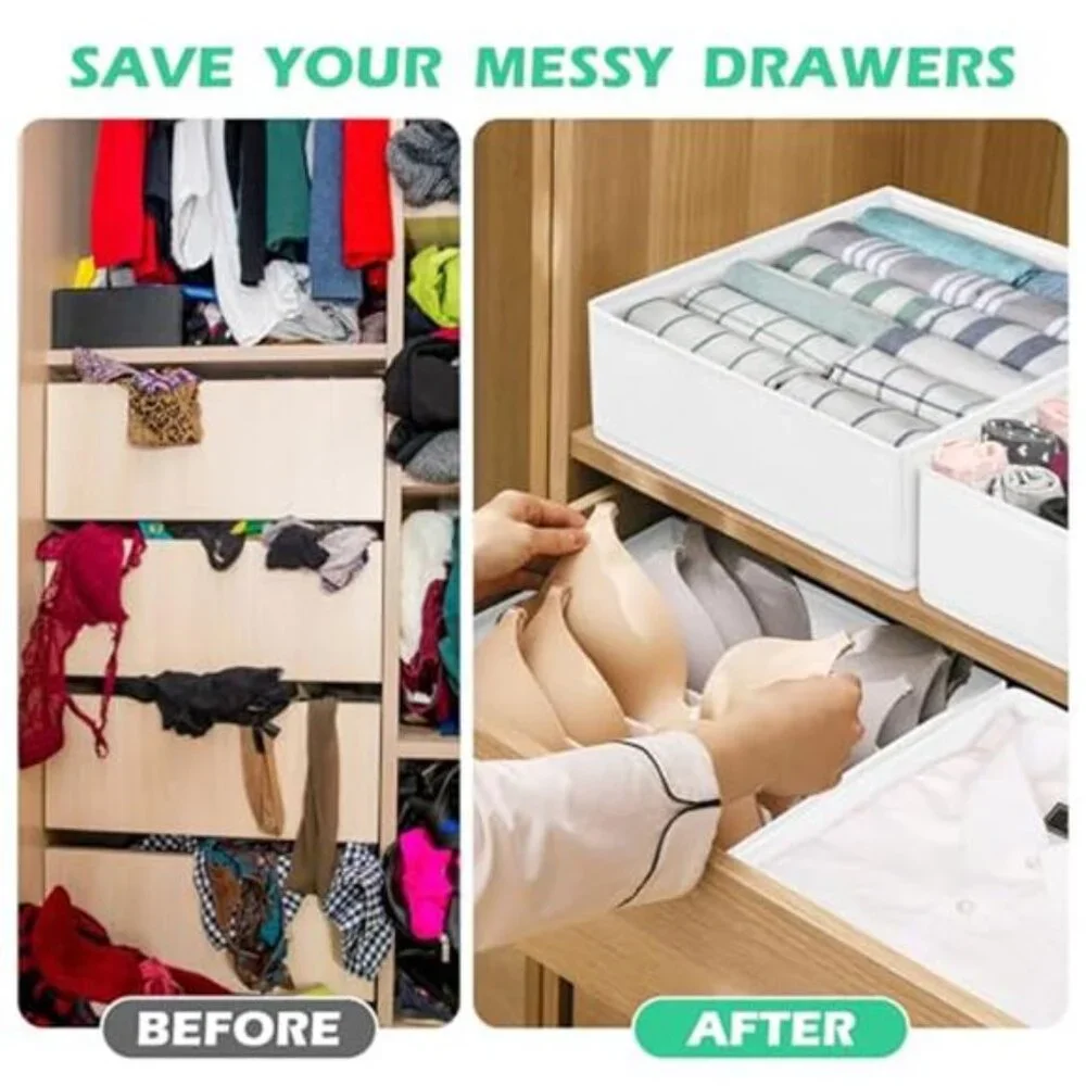 Drawer Organizer 16 Pack Fabric Clothing Storage Dividers Underwear Bras Socks